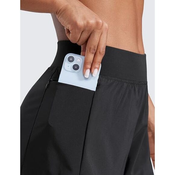 CRZ YOGA Women's Double Layer Running Shorts 3" High Waisted with Zip Pockets XS - Picture 4 of 5